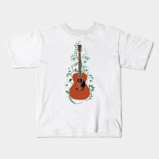 Mahogany Concert Acoustic Guitar Flowering Vines Kids T-Shirt